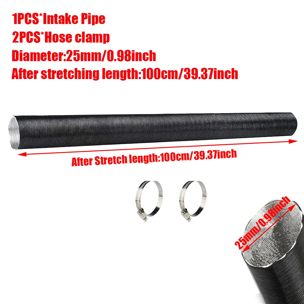 25mm 42mm 60mm 75mm Durchmesser 60-200cm Länge Luft-Diesel-Standheizung Kanalrohr Schlauch für Webasto Eberspächer Ausziehbar