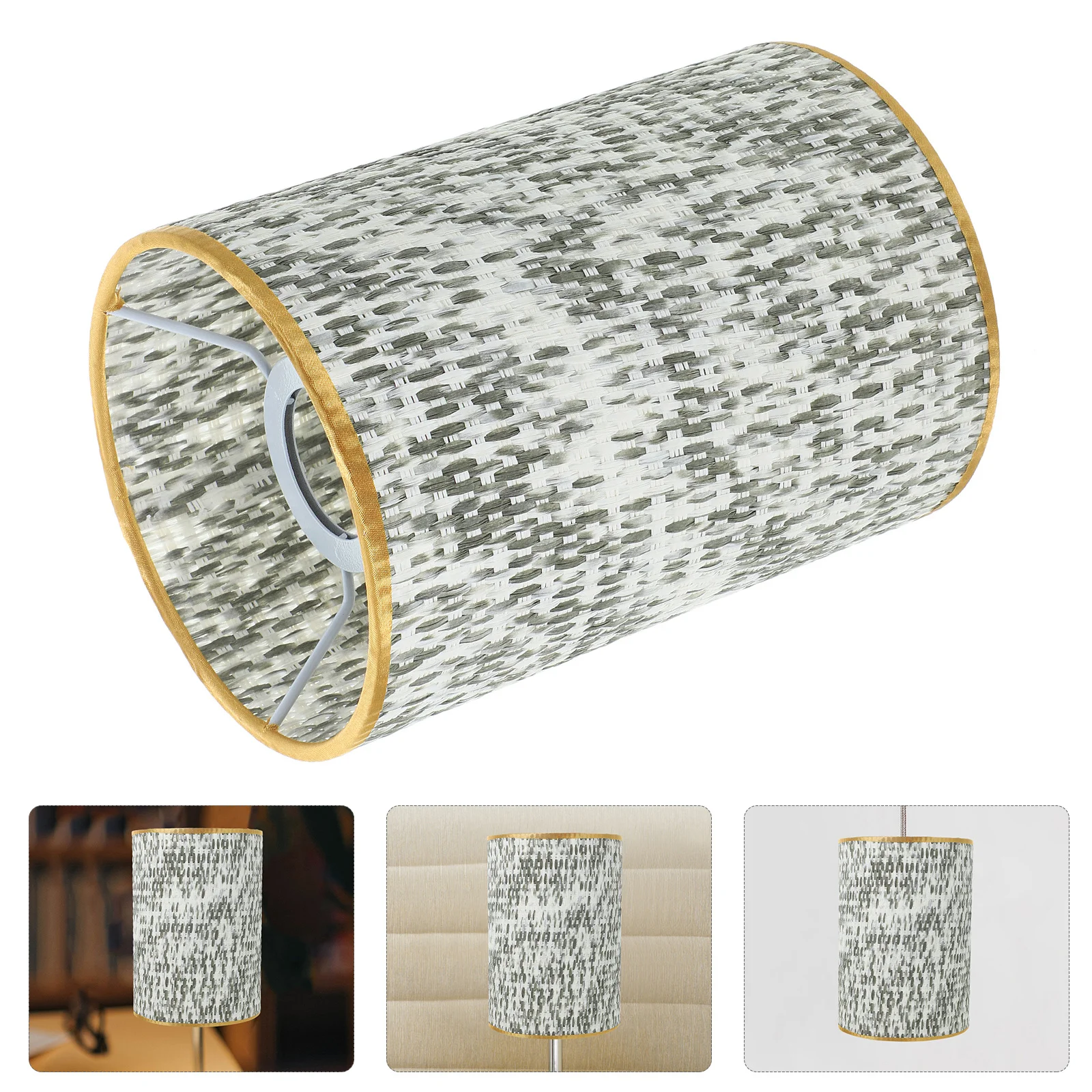 

Colorful Drum Lamp Shade Woven Fabric Cover Sturdy Iron Material Floor Lamp Replacement Shade for Table Floor Lamps Home Office