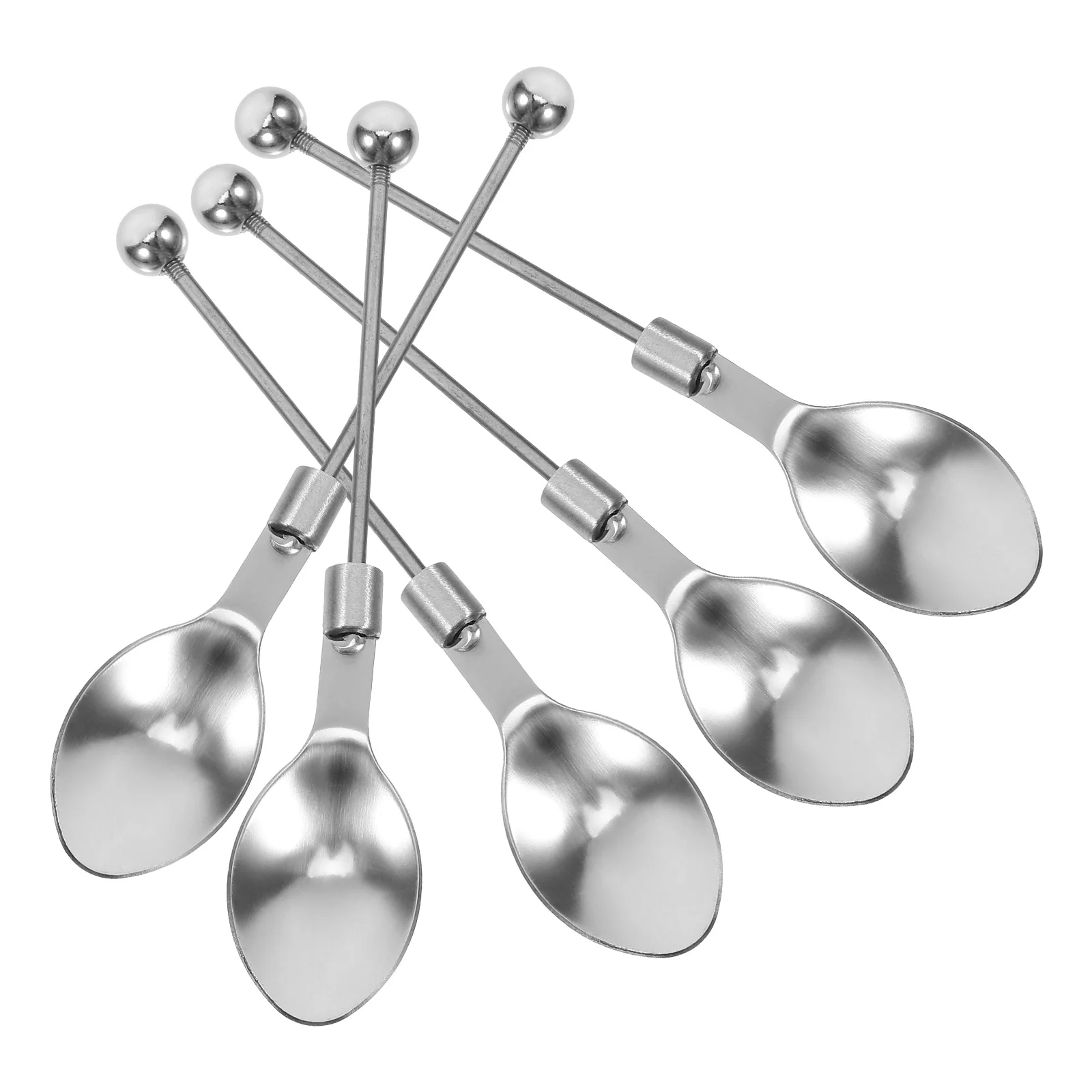 

5 Pcs Coffee Stirrers Soup Spoons Stainless Steel Beadable Salad Scoop Stirring Mixing Tasting Mini Crafts Silver Baby