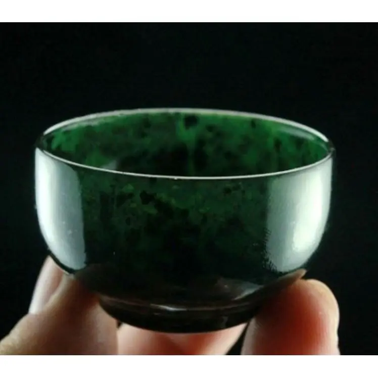 Natural Jade Teacup Kung Fu Teaset Real Chinese Tibet Medicine King Jades Stone Tea Bowl Health Cups Hand-carved Gongfu Teaware