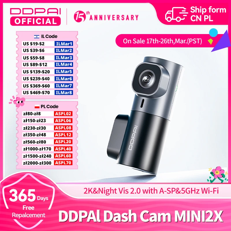 DDPAI Dash Cam MINI2X 2K 5GHz Wifi with ADAS Car DVR Camera Dashcam Night Vision2.0  Dash Camera Recorder 24H Parking Monitor