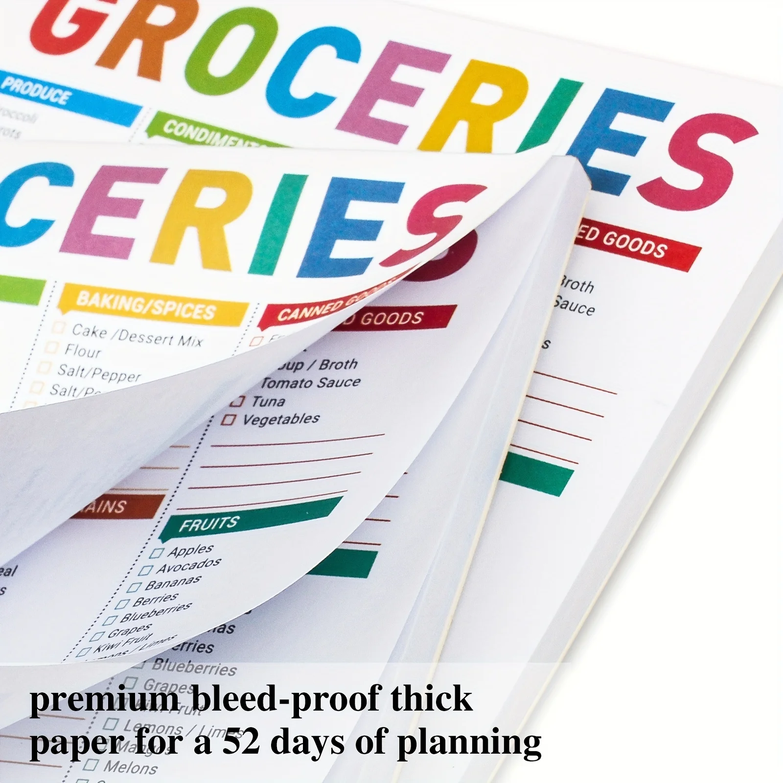 Color-Coded Grocery List Magnet Pad,Common Food for Fridge and Blank Grocery Shopping Spaces for Home