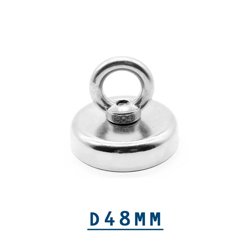 1/2/3PCS D48 Neodymium Magnet Powerful Lifesaving Hook Marine Magnets Fishing Holder Mount Pot with Ring Strong Round Magnet D48