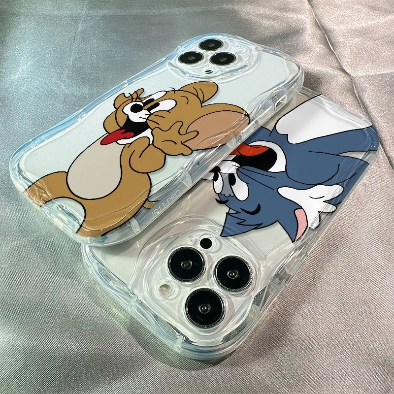 Cartoon Cute Toms Jerrys 3D Wave Phone Case For Samsung Galaxy S24 S23 S21 S20 FE Plus Ultra 4G 5G Soft Silicone Back Cover