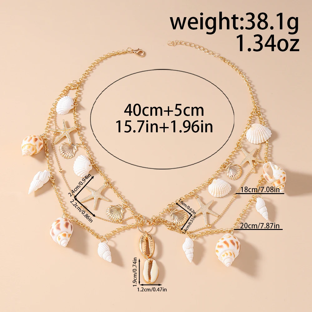 Aihua Sommer Strand Metall Seestern Muschel Shell Halskette Für Frau Mädchen Heißer Verkauf Boho Halskette Party Mode Jewerly Geschenke – Detail 6