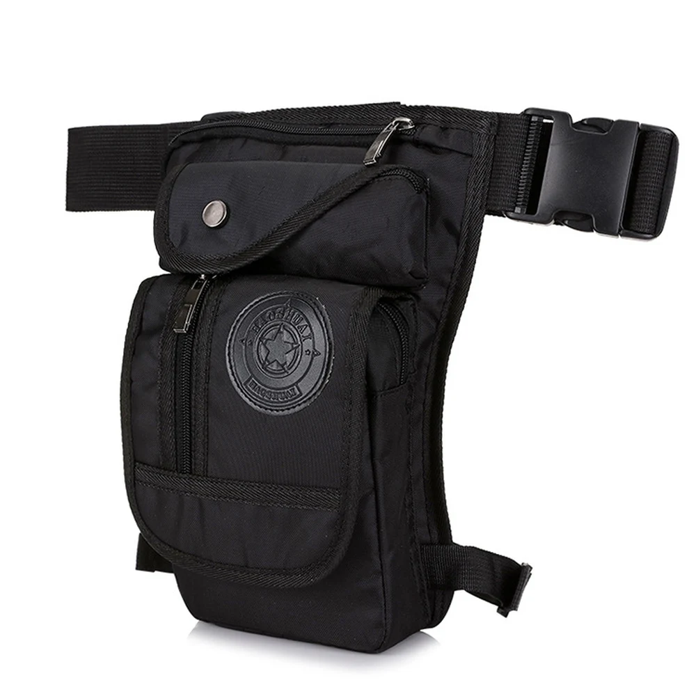 CFUN YA Men Nylon Drop Leg Bag with Multiple Pockets Adjustable Waist Belt and Thigh Strap for Hiking Outdoor Travel Storage