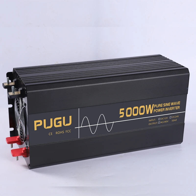 5000W/10000W Pure Sine Wave Power Inverters DC 12V/24V to AC 110V/220V 60HZ with 4 AC Outlets for Home RV Solar System Car