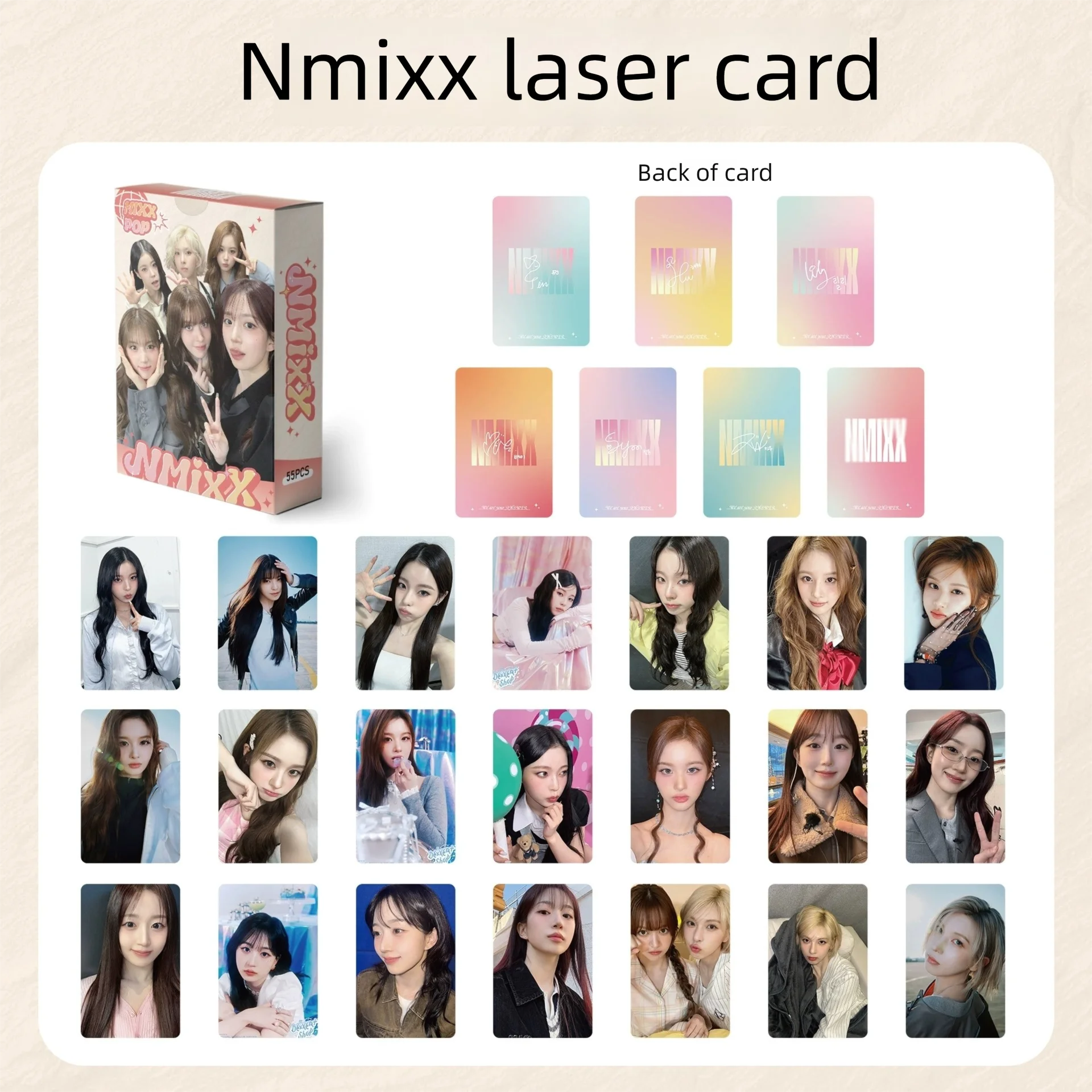 50Pcs/set K-POP NMIXX Laser Small Card Album LOMO Card Photo Album Photo Card Fan Collection Gift LILY KYUJIN Postcard KPOP