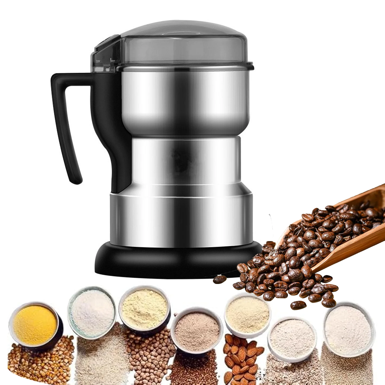 Multifunctional Smash Machine 400W Grain Coffee & Spice Grinder Safety Design 30s Speedy Grinding for Bean Herbs Dry Materials