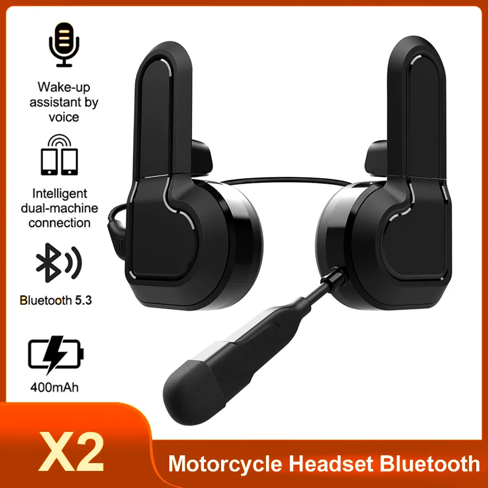 Motorcycle Bluetooth Helmet Headset Waterproof Voice Control 400mAh 5.3 BT Hands-Free Call Music Player Speaker For Women Men