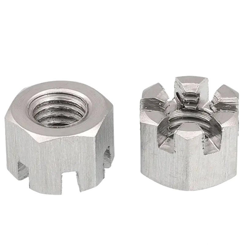 5/2/1pcs Connecting Rod Wheel Axle Hub Slotted Castle Nut Groove Hexagon Nut A2 304 Stainless Steel GB6178 M6 M8 M10 M12 M14 M16