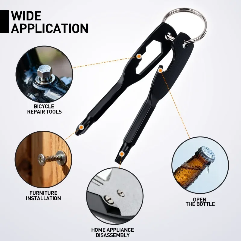 Outdoor EDC Gadget Compact Hand Hardware Accessory Slotted Phillips Allen Keyring Driver Pocket Carry Repair Gear for Camping