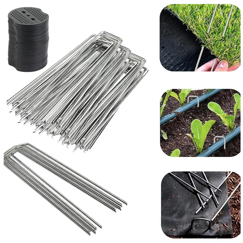 

U-образные садовые колышки, сверхпрочные опоры для ограждений, газонные штыри, оцинкованные ландшафтные шипы для крепления газонов, барьерные грунтовые колья