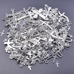10/20/30pcs/Lot Metal Silver Color Cross Charms For Jewelry Making Supplies Christ Accessories Handmade Women/Men Pendant Charm