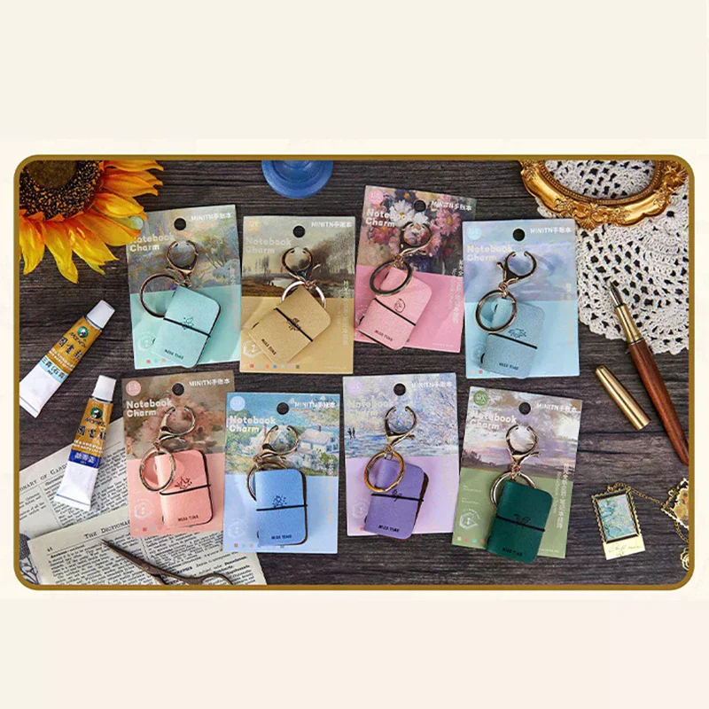 LLavero de PU de cuero suave, Mini mochila portátil para diario, cuaderno con dije, accesorio de almacenamiento de estilo literario