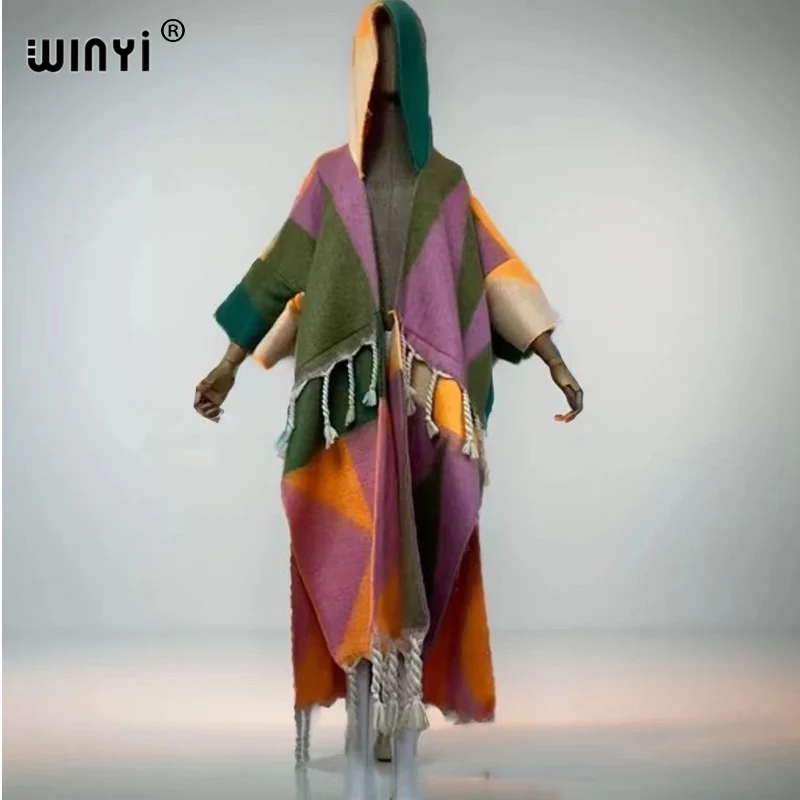 WINYI Winter coat outfits Women high quality new dress Loose Thick Warm Female kaftan clock dress Hooded mop coat fashion Abaya