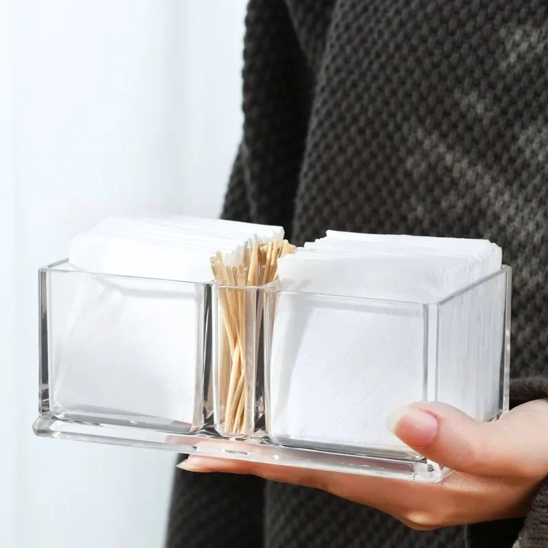 Acrylic Desktop Upright Tissue Box Napkin Holder Simple Transparent Plastic Square Restaurant Restaurant Hotel Paper Box