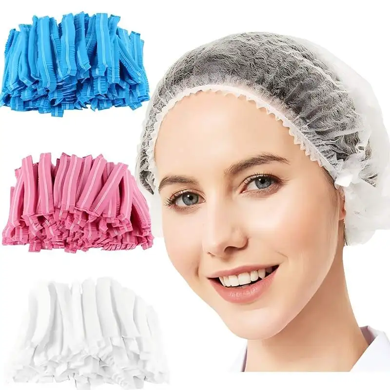 100pcs Disposable Bathing Cap Hair Head Covers Net Bouffant Dustproof Anti Dust Caps Breathable Shower Bathing Hats Kitchen