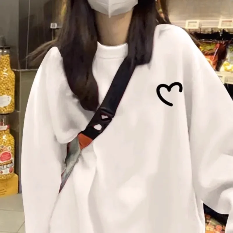 SKADE Floral Print T-Shirt Loose Fit Casual Sweatshirt Round Neck Autumn Winter Base Layer Korean Women's Clothing Sleeves To