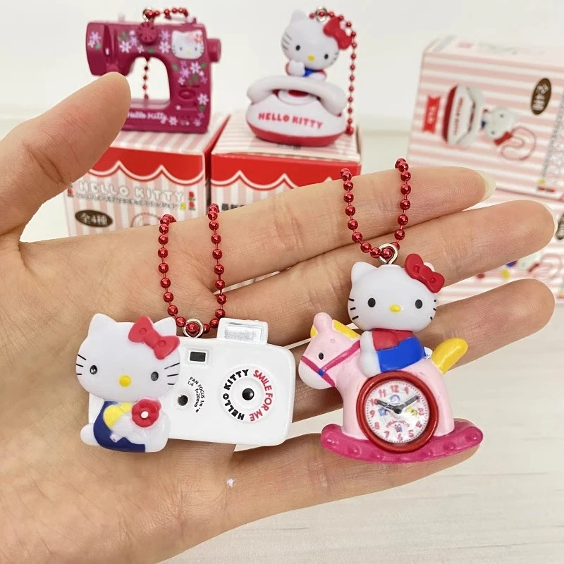 Sanrio Hello Kitty Kawaii Camera Alarm Clock Phone Sewing Machine 50th Anniversary Nostalgic Items Blind Box Toys Model Pendant view 2