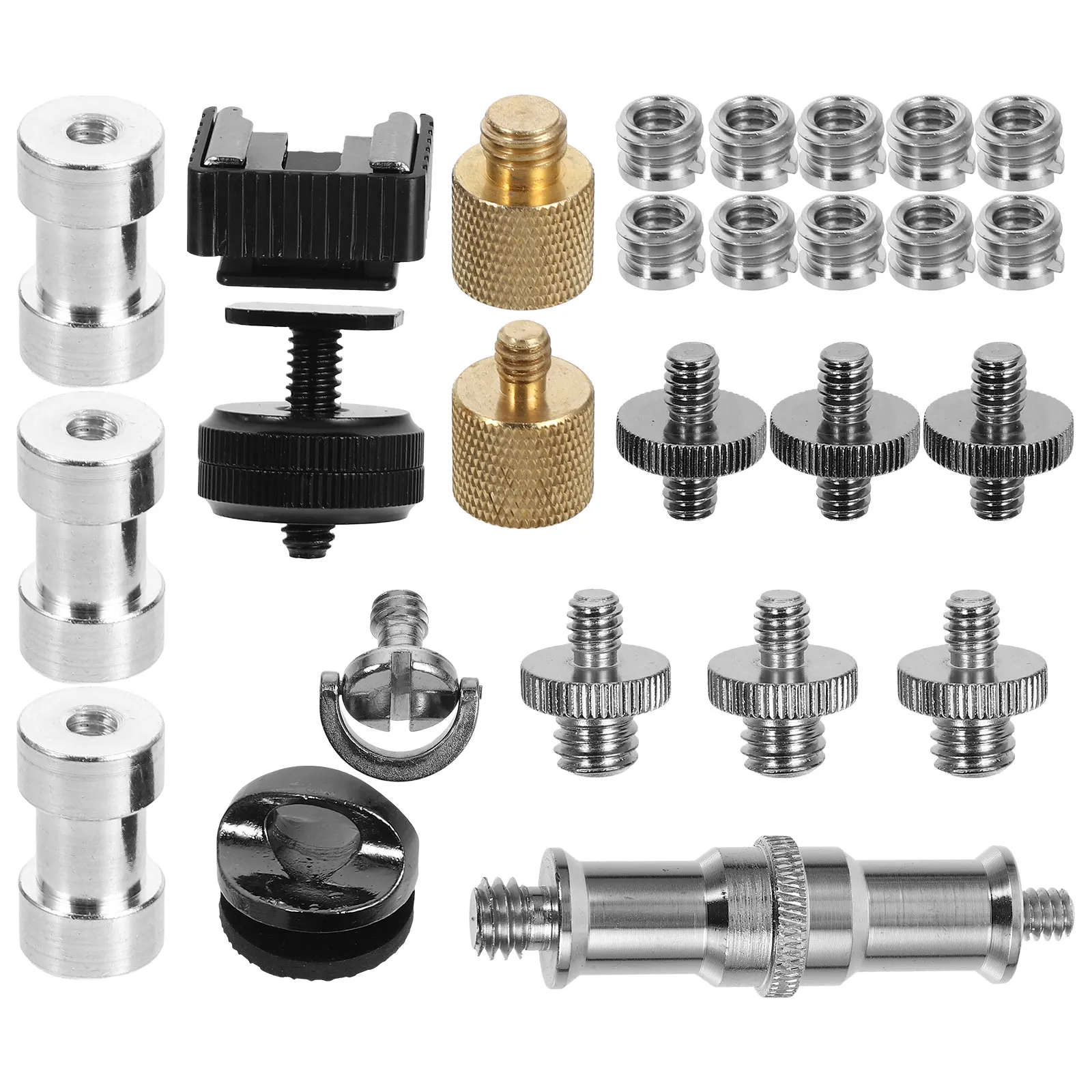 

1 set Camera Bracket Mount Tripod Screw Converter Dual Ended 1/4 to 3/8 Silver Adapter Camera Durable Practical
