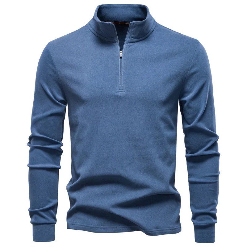 

2025Autumn Winter New Men's Stand Collar Half-Zip Long Sleeve Thermal Base Shirt European Size Men's Sweatshirt