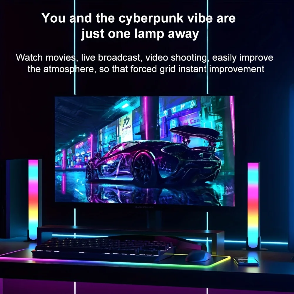 1 زوج RGB إيقاع الضوء، 180 °   قضبان الإضاءة الذكية، أضواء LED للألعاب، 16 مليون تعديل الألوان DIY، جهاز التحكم عن بعد، ضوء لاقط USB
