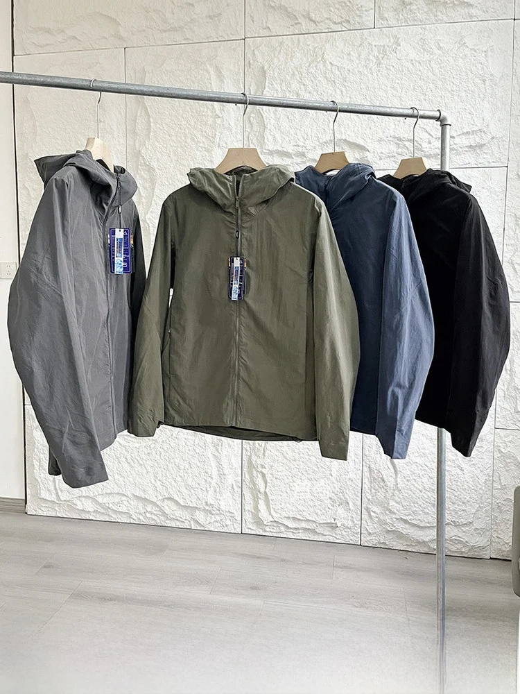 

Мужская куртка с капюшоном, противоветровая и водонепроницаемая, износостойкая хлопчатобумажная ткань с полным клеем Proc, весенне-осенняя мода U...