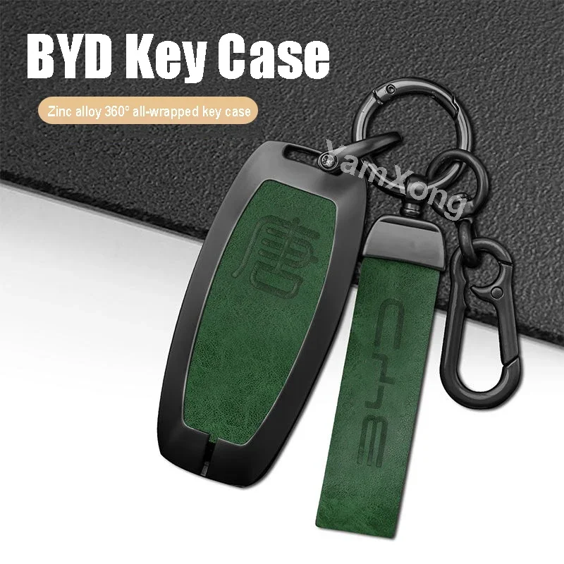 

Car Key Case Cover For BYD Tang DMI DMP EV Alloy Remote Smart Keyless Protective Case Keychain Hold Decoration Car Accessories