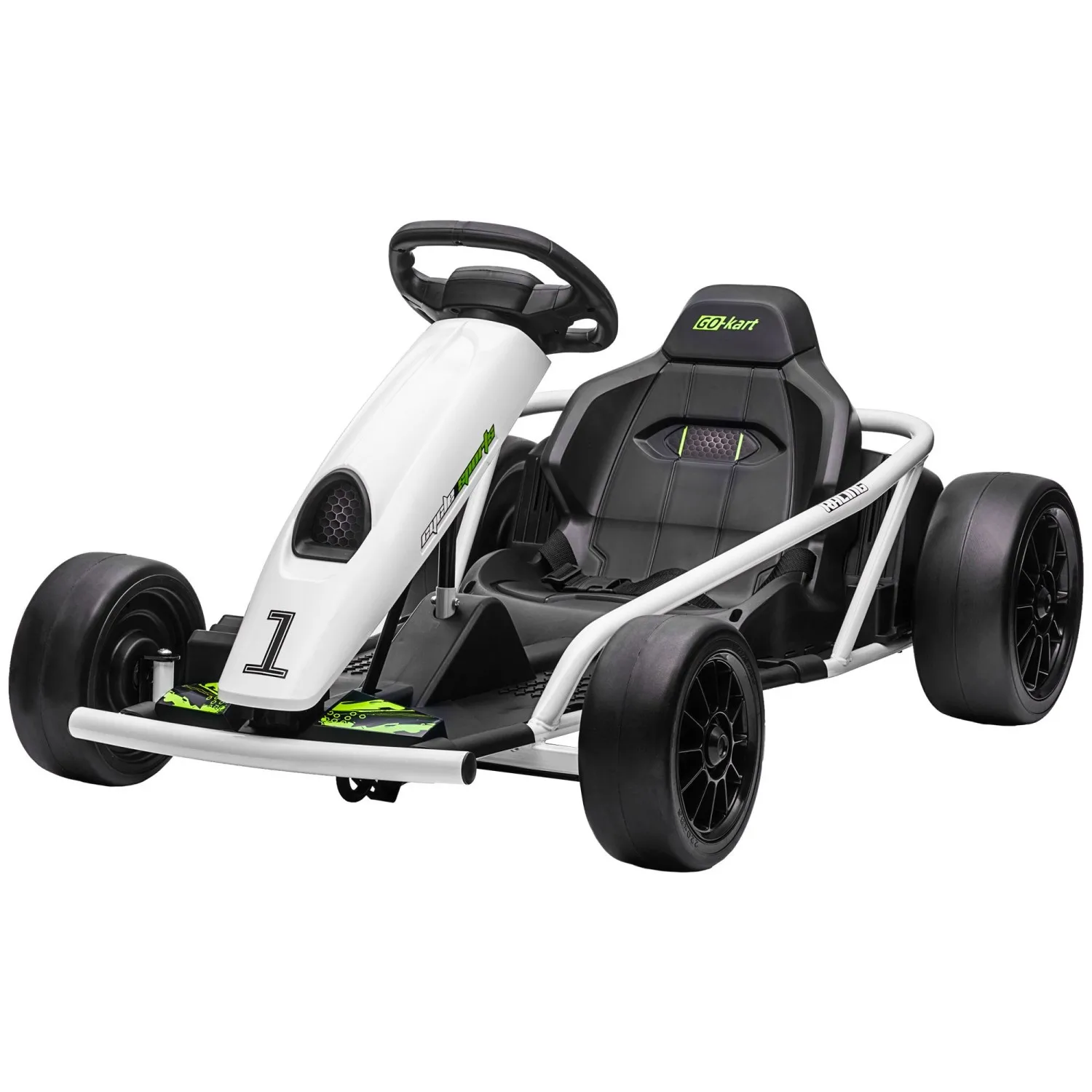 Go Kart eléctrico Aosom de 24 V para Go Kart de carreras Drift-On con 2 velocidades, para niños y niñas de 8 a 12 años, blanco