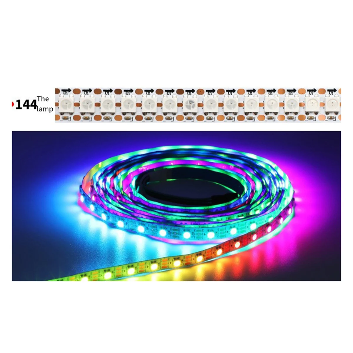 AT53 5m WS2812B Striscia LED 5V 144 Pixel LED/M Indirizzabile individualmente IP20 Barra lampada a nastro flessibile impermeabile