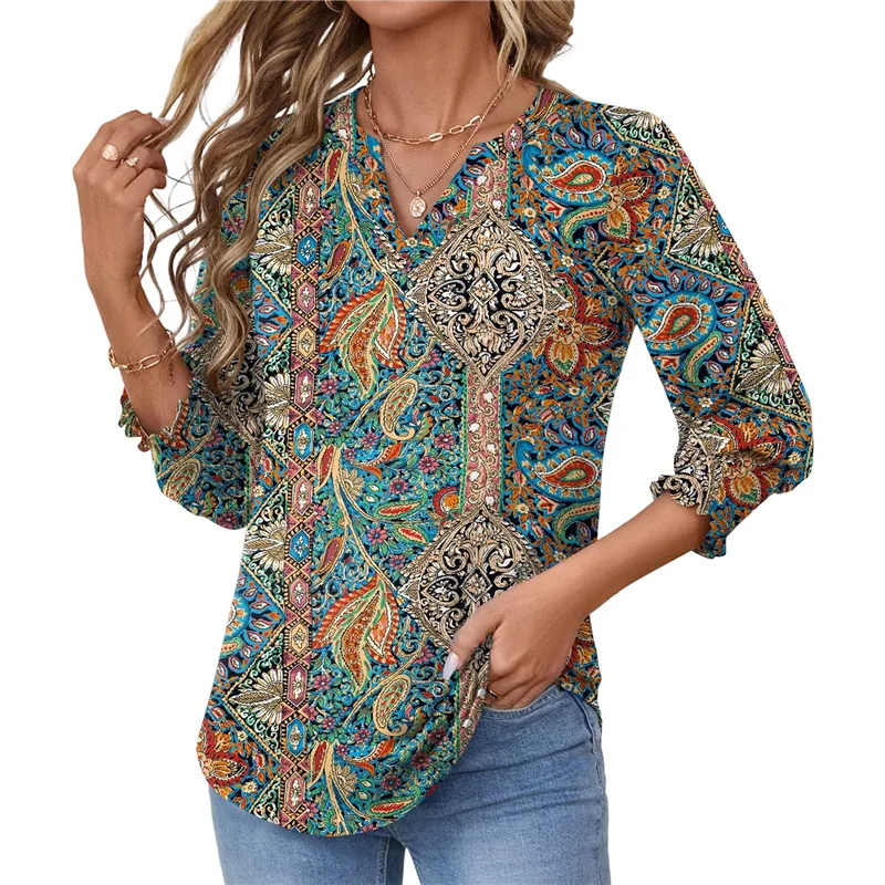 

AOAO-Women's 2025 Fashion Tops 3/4 Length Sleeve Business Casual Blouses Summer Tees Shirts