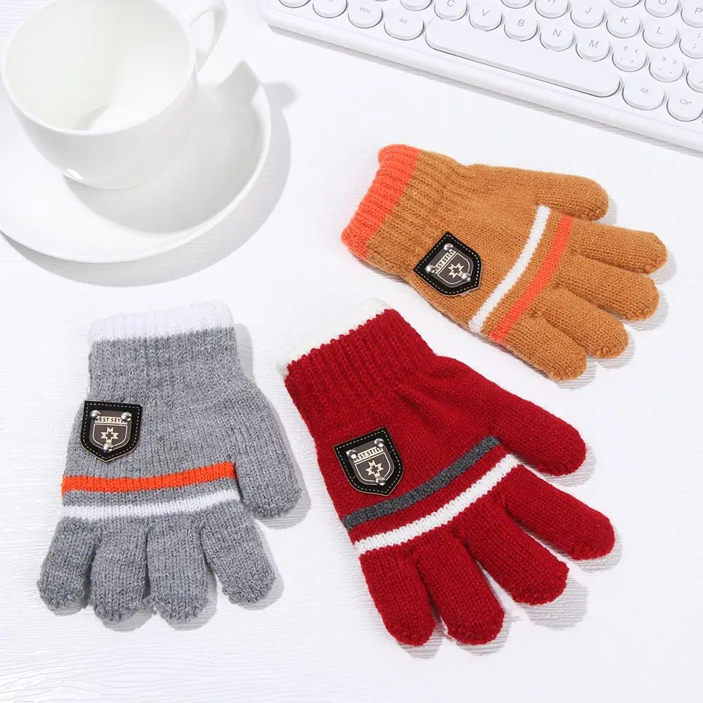 Kids Gloves Winter Full Finger Gloves Knitted Soft Children Mittens 6-12Y Boys Girls Gloves Thick Keep Warm Autumn Glove