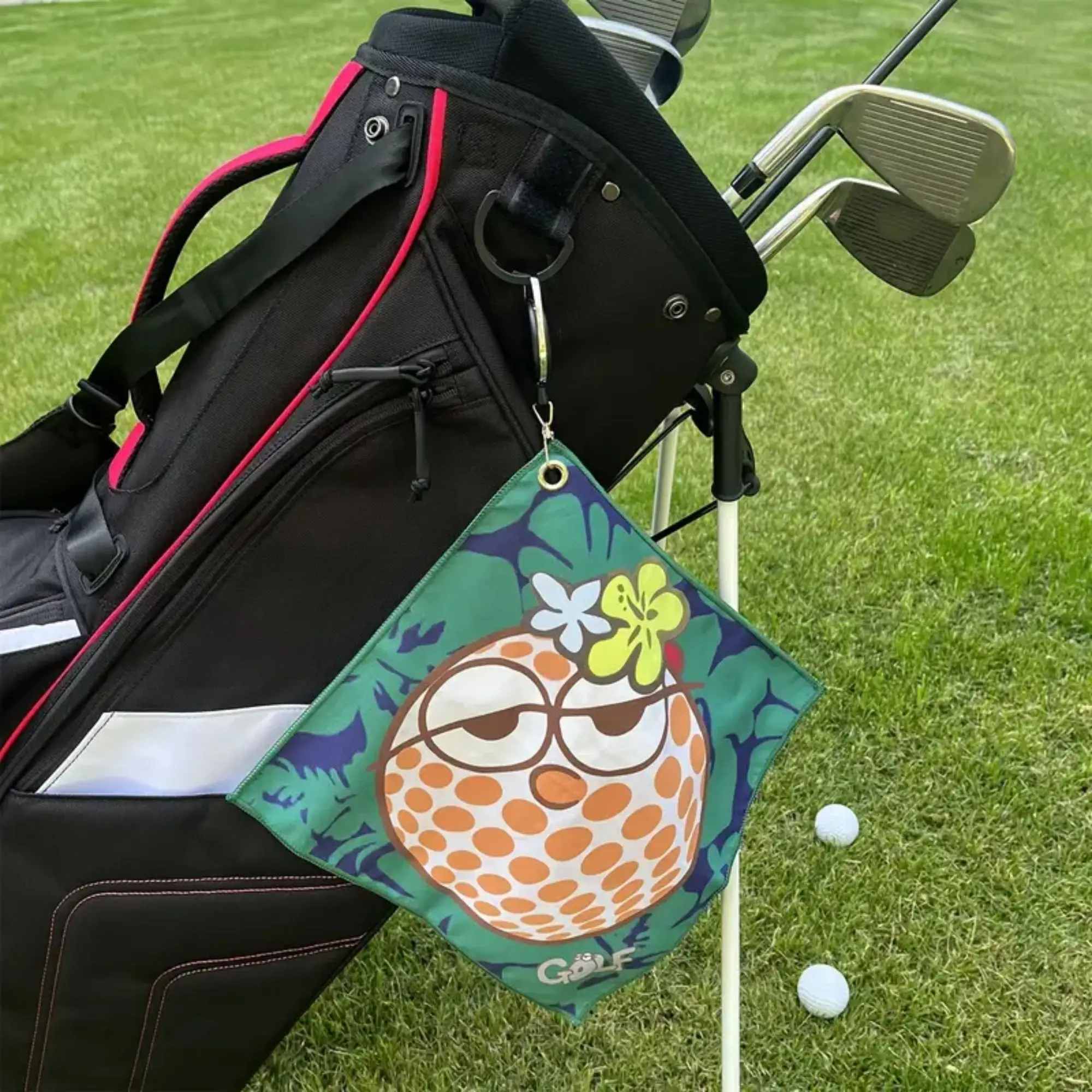 منشفة جولف جديدة عالية الجودة، طباعة على الوجهين، خطاف قابل للسحب، سريع الجفاف، قابل للغسل في الغسالة، مناسبة لحقيبة الجولف #3