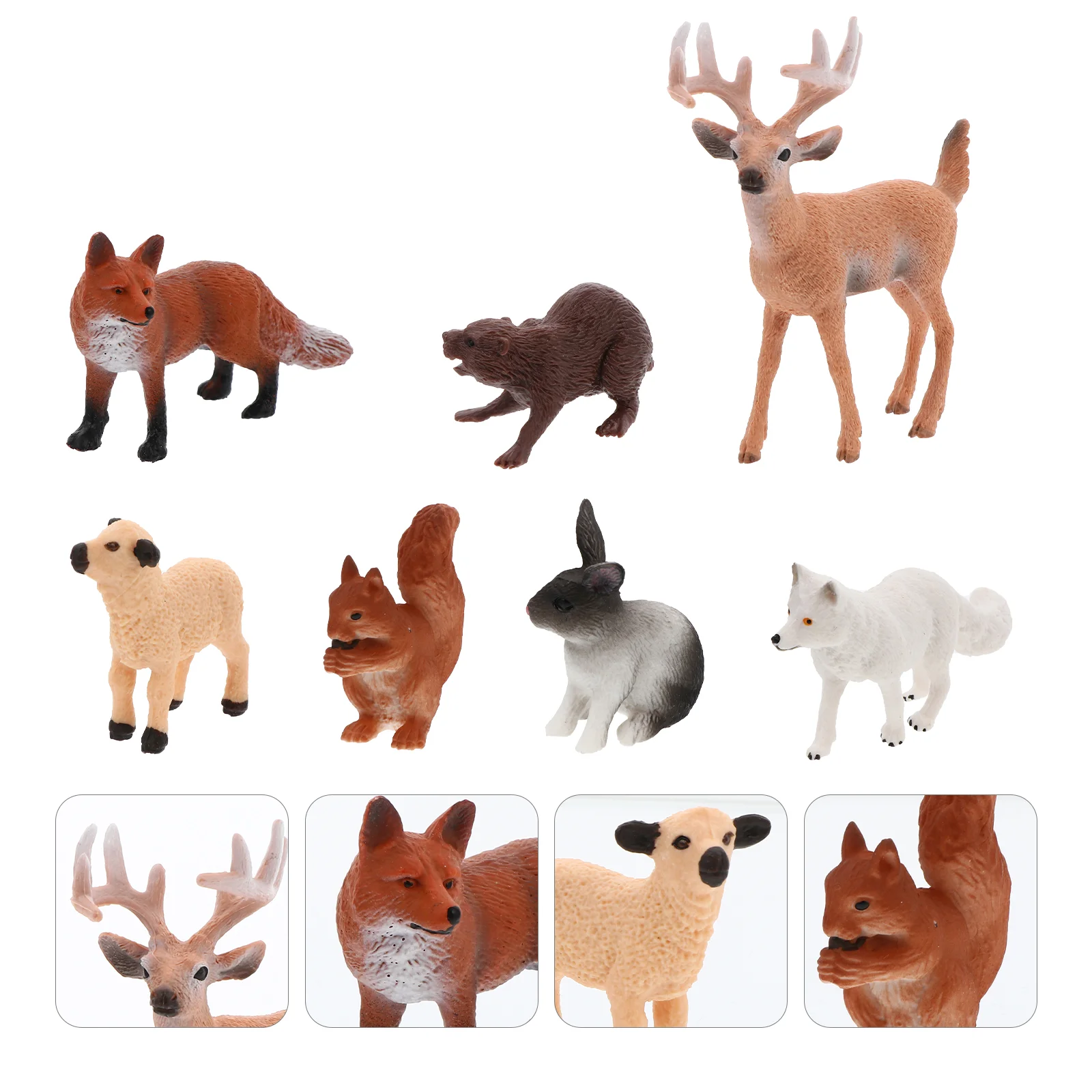 

7 Pcs Animal Model Wildlife Figurine Mini Toys Statue Plastic Early Educational for Kids