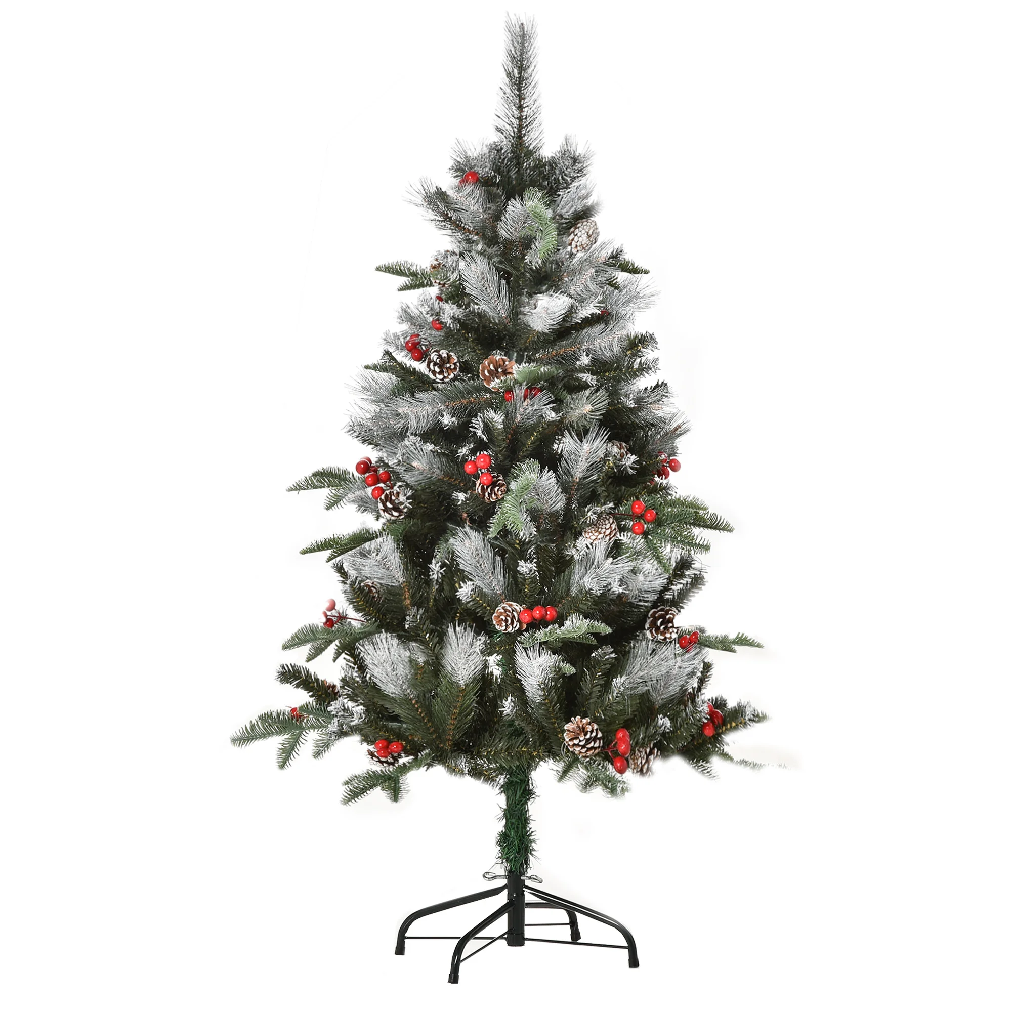 HOMCOM Artificial Christmas tree 120 cm with 266 branches 27 pineapples 27 green berries