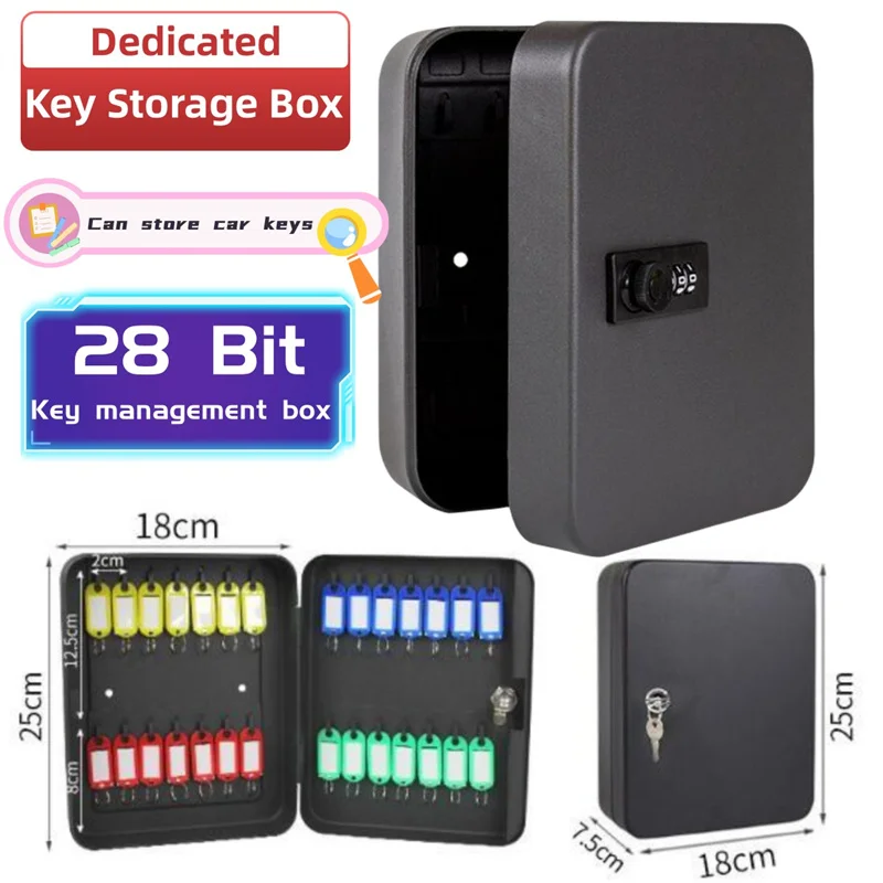 28 Bit Dedicated Key Storage Box Family Spare Key Management MINI Safe Box Lockbox Password Box For Car Wall Mounted Metal Box