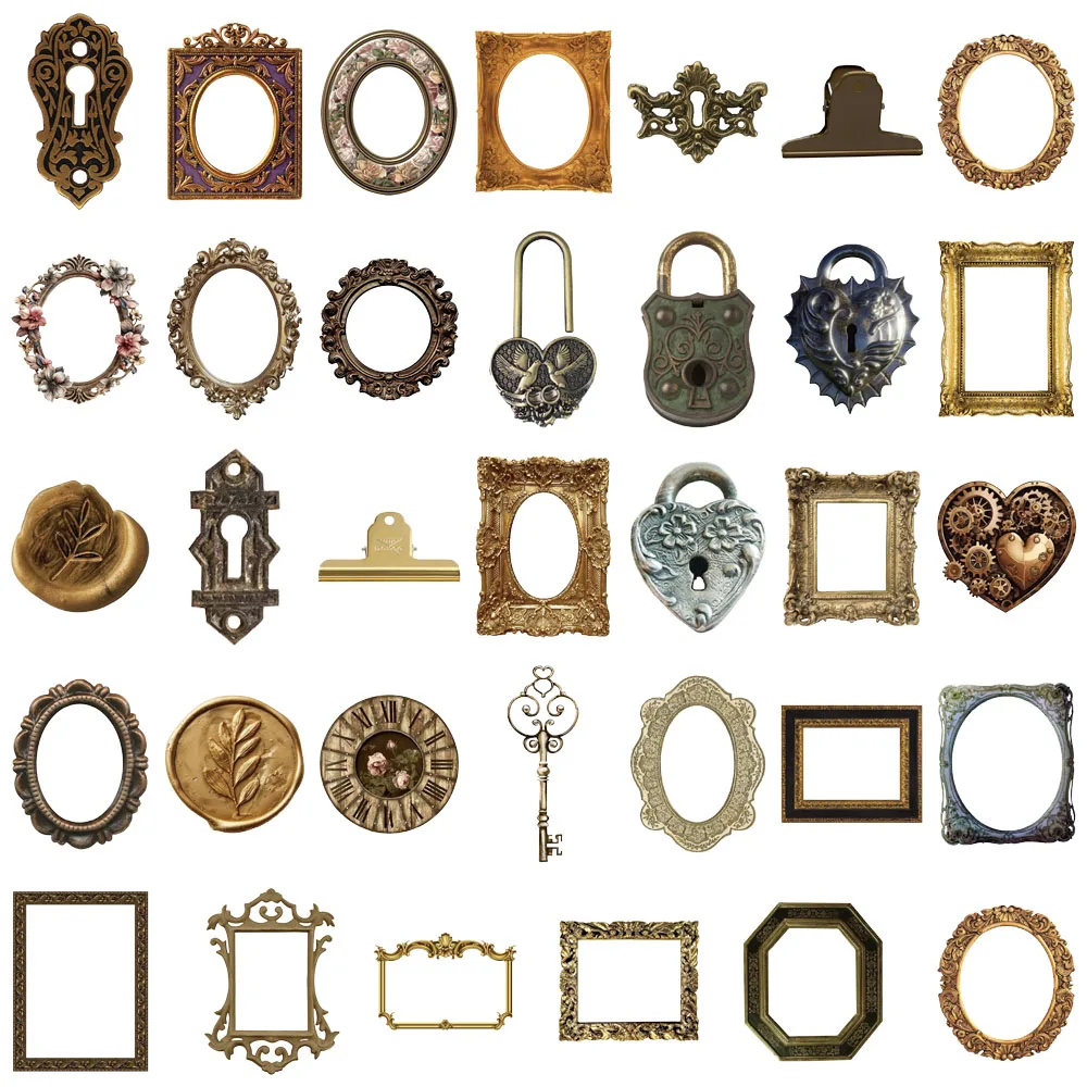 68 قطعة من ملصقات إطار الصورة الإبداعية الرجعية، وديكورات الحسابات، وحافظات الهاتف، وملصقات شخصية للكمبيوتر المحمول #5