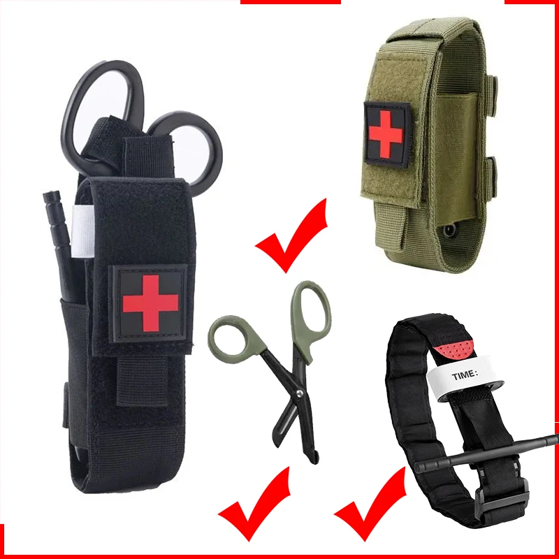 Outdoor camping Explore Military tourniquet Survival Combat tourniquet Medical Spin emergency strap Scissors organizer bag