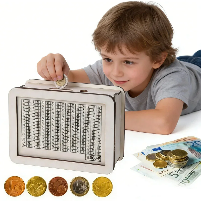 Hucha, Hucha, Hucha de Madera, Hucha reutilizable con Portería de Ahorro y Números para verificarse a Ayuda al Habitación de Ahorro