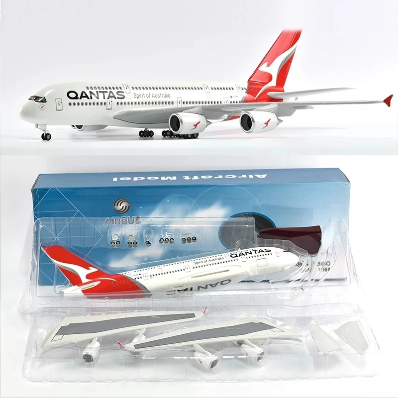 Imagem -06 - Escala Diecast Resina 47cm A380 Avião de Passageiros de Ônibus Aéreo Austrália Avião Modelo Qantas Airways com Cabine Luzes Presente 160