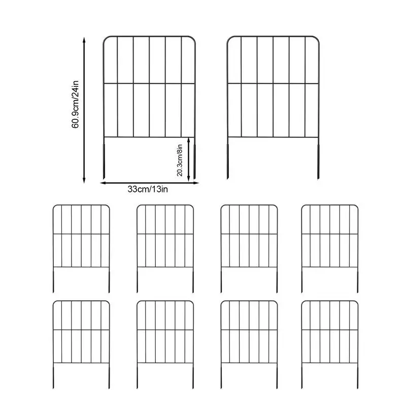 سياج مزخرف معدني مقاوم للصدأ لا يوجد سياج حاجز حيوانات 10 قطعة أسوار الحديقة المزخرفة والحدود لساحة الفناء في الهواء الطلق