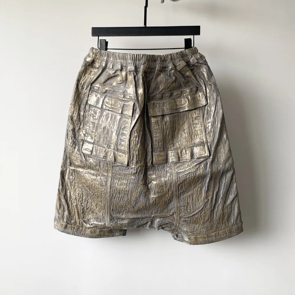 Dark Heavy Metal Crack Design Shorts Men RO Style Thick Coating Waste Soil Heavy Industry Pentagram Fashion Pants