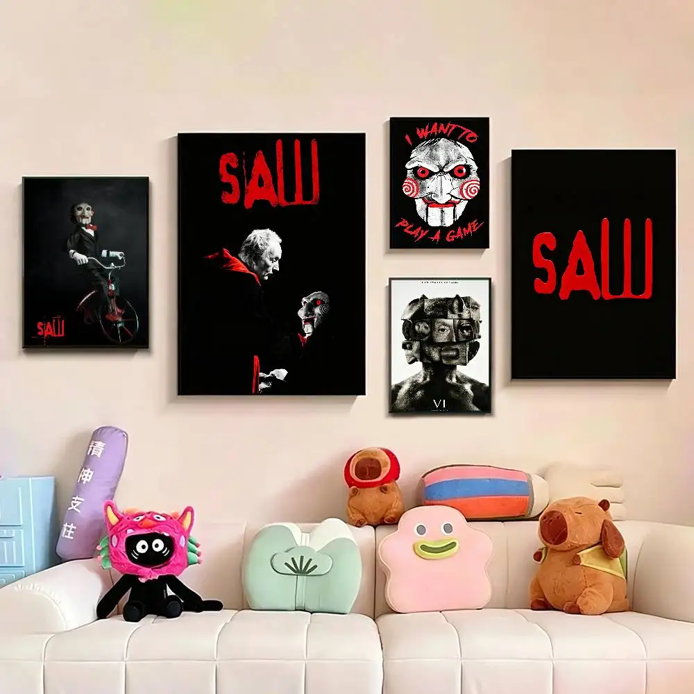 

G-German S-Saw Game Poster Perfect Space Sticker Self Adhesive for Office Home Theater Wall Art Decor Fancy Gift