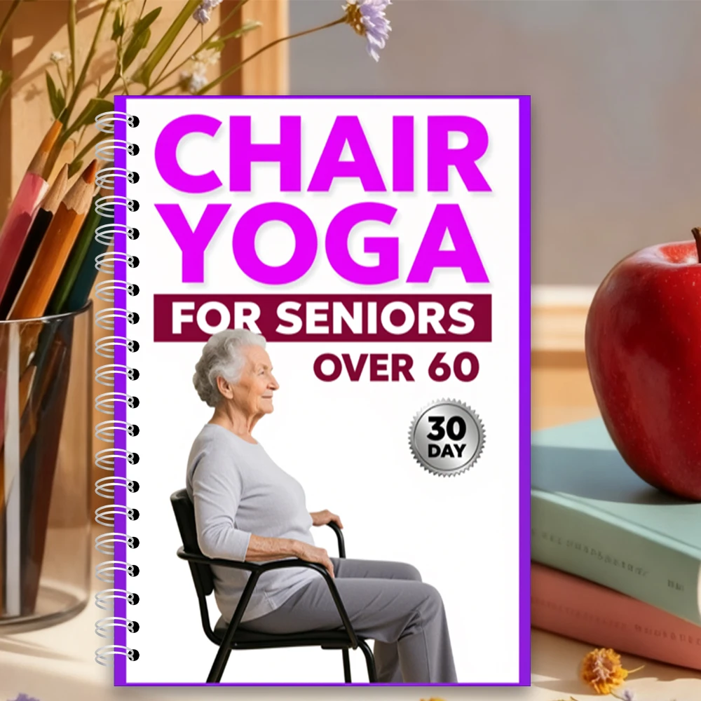 Chair Yoga Logbook Notebook Fitness Plan for Seniors 60+, Gentle Chair Yoga 30 Day Plan for Balance Flexibility, A5 Easy to Foll