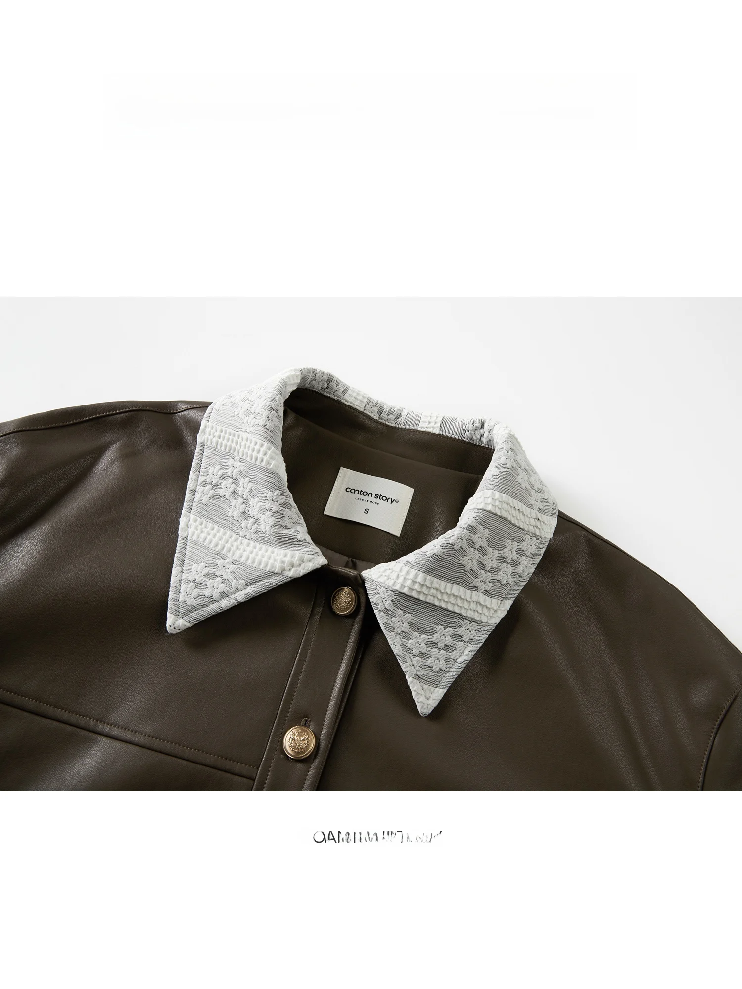 Jaqueta Feminina Americana de Couro com Gola de Renda Solta, Estilo Vintage Retrô, Coleção S de Yang Ci