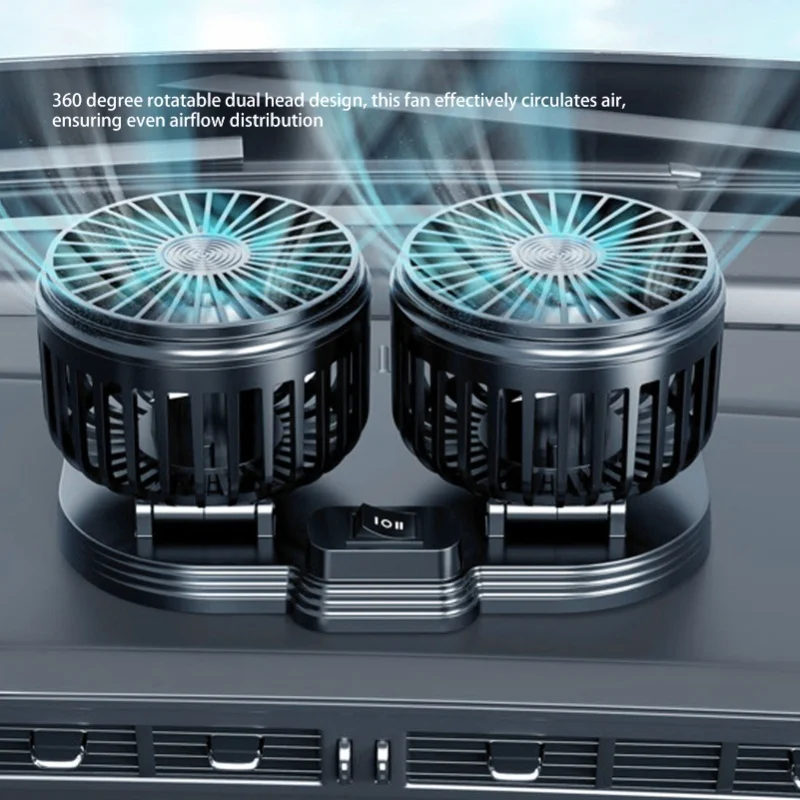 

Автомобильный вентилятор с двойной головкой, вентилятор с питанием от USB, охлаждающий вентилятор с циркуляцией воздуха на приборной панели, электрический автомобильный вентилятор-кулер, белый/черный