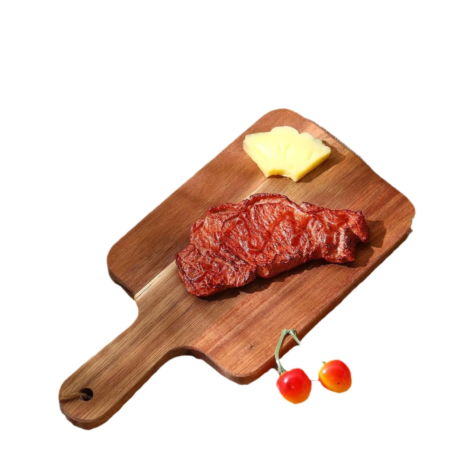 

D2 Acacia Wood Cutting Board with Handle Charcuterie Board Serving Board Cheese Bread Vegetables Fruits Serving Cut Board Steak
