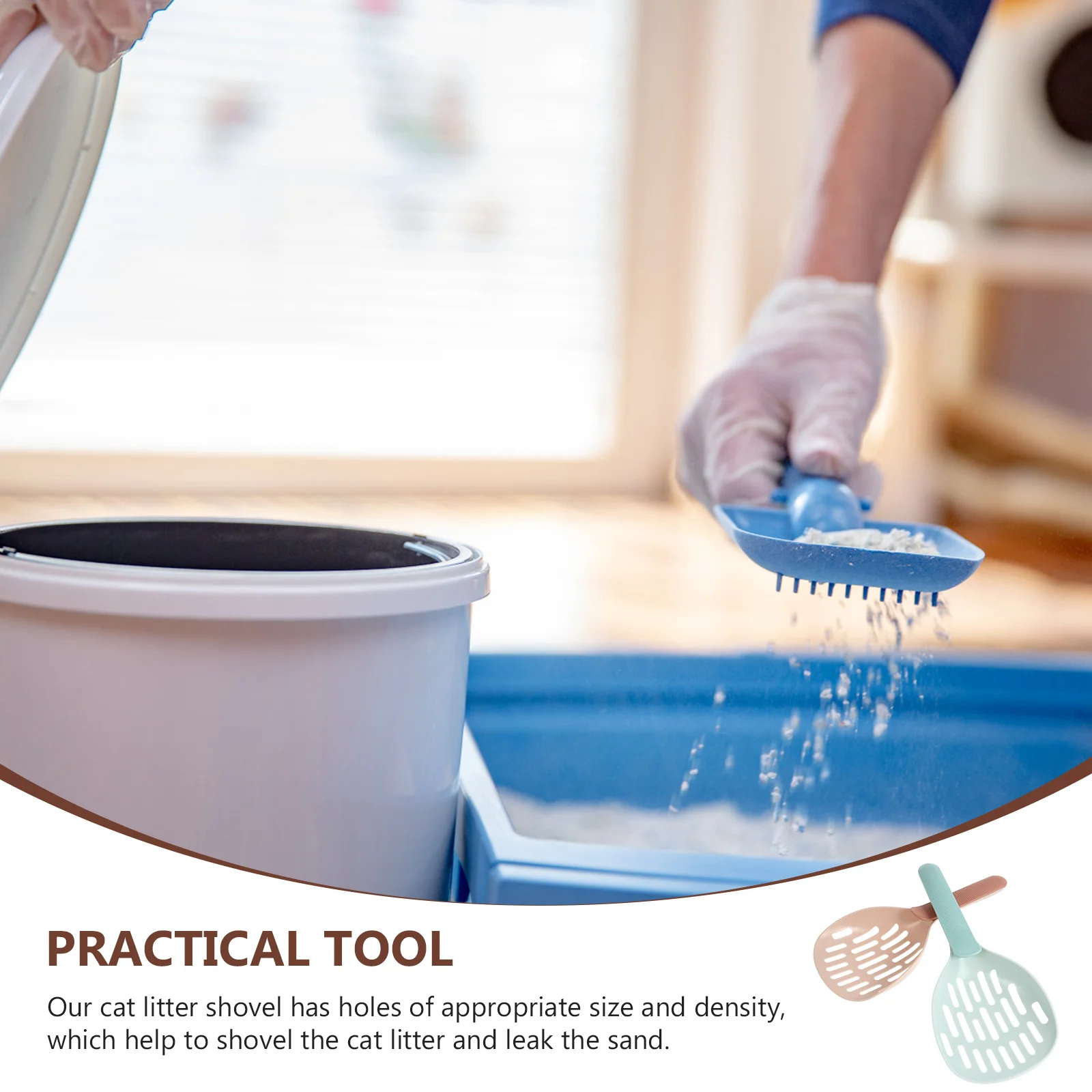 

2Pcs Plastic Cat Litter Scoop Hollow Filter Shovels Comfortable Handle Efficient Cleaning Tool for Pet Cat Sand Poop