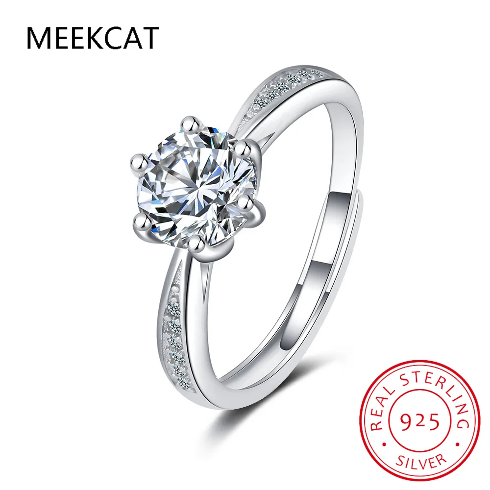 Real 0.5-3CT Moissanite Wedding Ring for Women 925 Sterling Silver Round Brilliant Diamond Solitaire Engagement Rings Gift